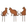 Blümelhuber Set of 3 Cat Decorative Rust Stakes Garden Decoration
