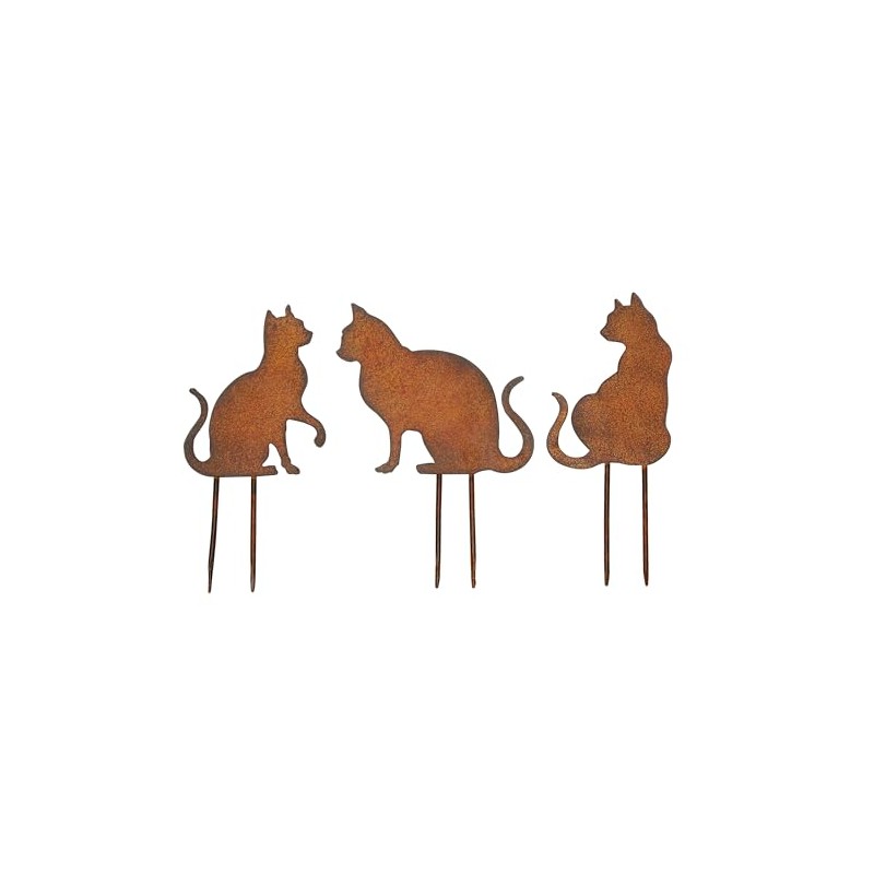 Blümelhuber Set of 3 Cat Decorative Rust Stakes Garden Decoration