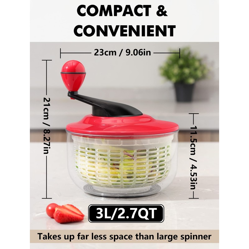 Salad Spinner Large 5L Capacity, Easy to Clean Lettuce Spinner