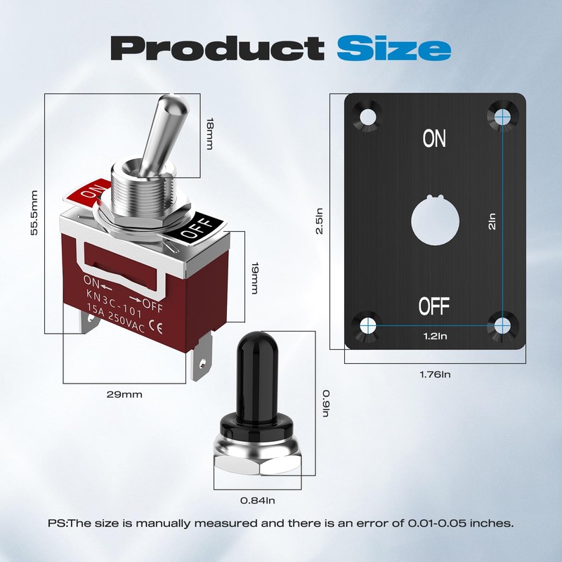 Toggle Switch 12V, Malictele ON/Off 2Pin SPST 12V DC30A Heavy