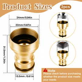 Giantree 2 Pack Dishwasher Faucet Adapter with Aerator, Inner Diameter Portable Dishwasher Faucet Adapter Kitchen Faucets Fittings Hose Adapters for 15/16-27 Male or 55/64-27 Famale(Gold)