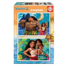 Educa - 2 Cardboard Puzzles with 48 Pieces with the images of Vaiana 2 Double Fun Dimensions 28 x 20 cm Ages 3 4 5 6 Years (20102)