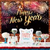 DASHAN 10x6.5ft Happy New Year Backdrop Fireworks Gold Bokeh Photo