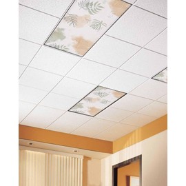 Fluorescent Light Covers for Ceiling - Abstract Leaves Magnetic Filters 4 Pack 4x2 ft Tropical Leaf Cover for Classroom Office School Home Drop Lamp Decor