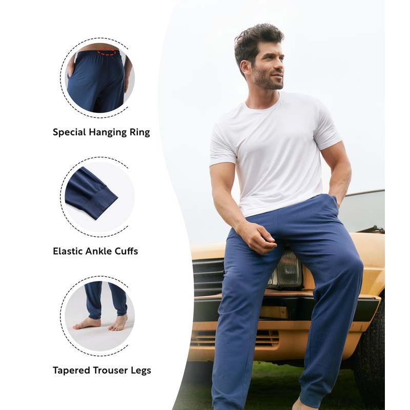 DAVID ARCHY Men's 2 Pack Soft Cotton Pajama Pants Lounge