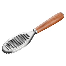 Stainless Steel Fish Scale Remover, Manual Fish Scaler with Wood Handle, Fish Cleaning Tool, Built-in Ginger Garlic Grater, Descale Kitchen Gadgets