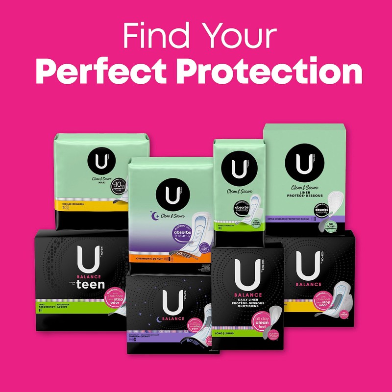 U by Kotex Balance Ultra Thin Pads with Wings, Regular