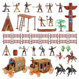 Toyvian Cowboys and Indians Figures Soldiers Toys,Wild West Figure Playset for Decoration Educational Toys Birthday Favor