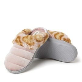 Dearfoams unisex child Evelyn Velour Clog With Leopard Cuff Slipper, Pale Mauve, 9-10 Big Kid US