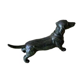Mobestech 1 PC Black Dachshund Resin Decoration Desktop Ornament for Home Garden Realistic Dog Figurine with Fine Workmanship Safe Healthy Material
