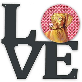 Caroline's Treasures Vizsla Hearts Valentine's Day Portrait Metal Artwork Love Wall-Decor, Multicolor