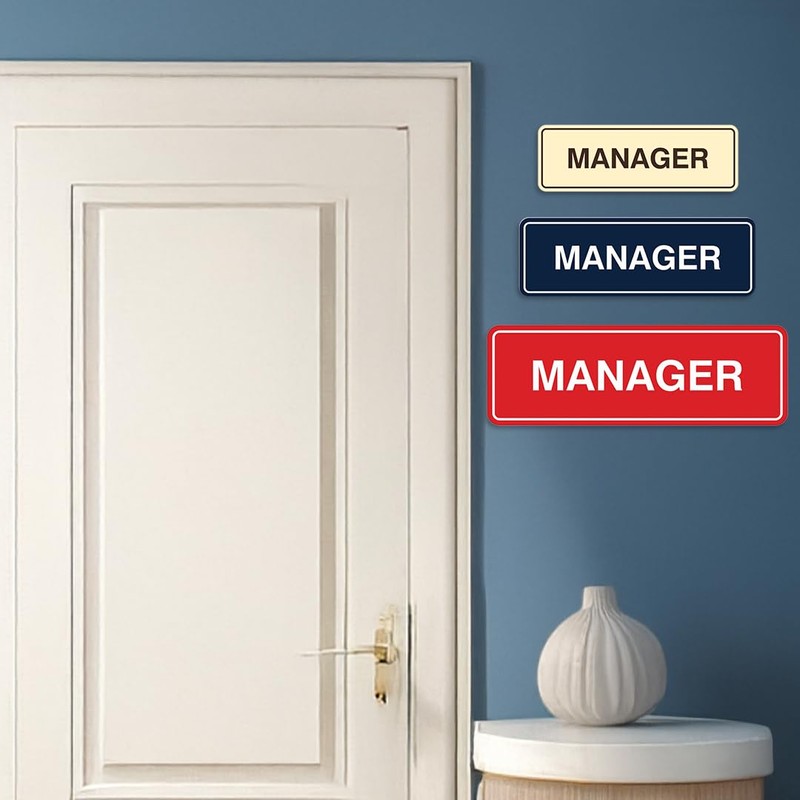 Standard Manager - Placa decorativa para puerta y pared, Black/silver,