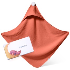 Mababu Hooded Towel Baby 4-Ply with Non-Slip Buttons - 75 x 75 cm GOTS Organic Cotton Bath Towel Baby Towels - Baby Towel with Hood - Stays Soft and Fluffy After Washing