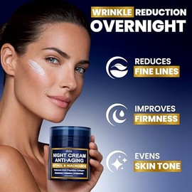 Crema de noche para mujeres antienvejecimiento, hidratante nocturno para cara con retinol, péptidos, niacinamida, cuidado de la piel antiarrugas, reaf