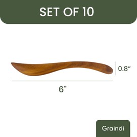 Graindi Wooden Butter Spreaders (Set of 10) | Teak Wood Butter Knives & Spoon for Cheese, Sandwich, Toast, Jam, Jelly, Peanut Butter