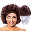 Large Dual Color Velvet Sleep Bonnet with Elastic Wide Band Sapphire Blue 4ea