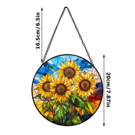 Xuoxeji Sunflower Stained Glass Ornaments, 20cm/7.87in Sunflower Kitchen Decor, Sunflower Gifts for Women Mom Grandma