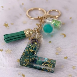 SELOVO Bling Keychain Letter Alphabet L Ball Charm Key Ring for Women Girl