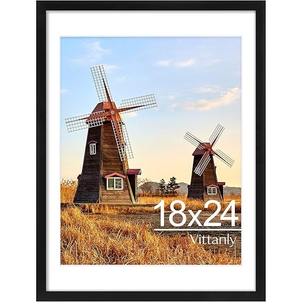 Vittanly 18x24 Picture Frame with Plexiglass - Large Black Poster