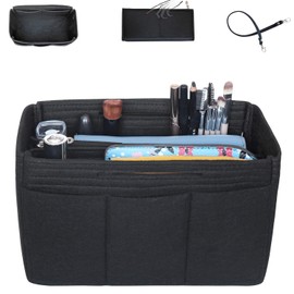 Soyizom Felt Handbag Organiser Insert, Bag in Bag Organiser Insert Handbag Liner, Tote Bag Organiser Insert Fit Speedy 25-40, Neverfull(Black,X-Large)