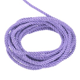 MECCANIXITY Twisted Cord Trim, 5 Yard 5mm 3-Ply Twine Braided Rope Shiny Thread String for Craft Gift Bag Curtain Christmas Decor, Light Purple - 5m