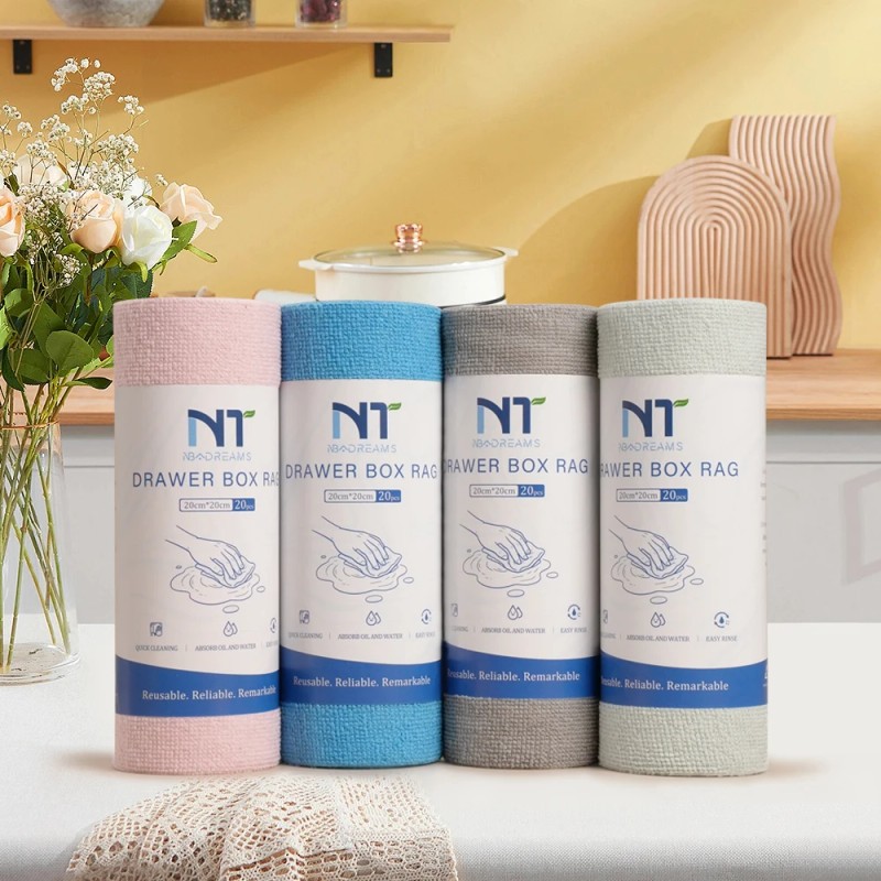 20x20cm Roll Microfiber Wipes Reusable Dry Wet Use Soft Touch