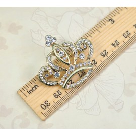 Gyn&Joy Golden Tone Crystal Rhinestones Crown Brooch Pin