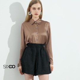 SIXDO Womens Shorts 2024 Dressy High Rise Elastic Waist Pockets Mid Length Womens Dress Shorts Casual Wear Black