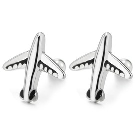 Airplane Stud Earrings for Man Women, Stainless Steel, Screw Back, 1Pair(CA)
