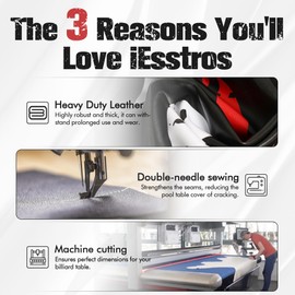 iEsstros 7 foot Pool Table Cover 7ft Billiard Table Covers Leather Pool Table Cover Waterproof for Protecting Pool Table Felt Pool Table Accessories-Black