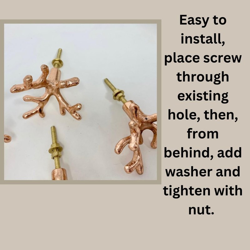 Coral Metal Knob Drawer Pull in Gold Bronze Copper Silver