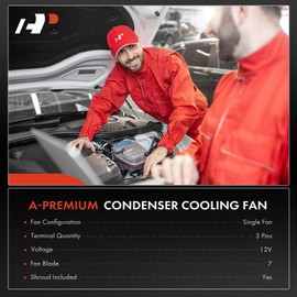 A-Premium Engine Radiator Cooling Fan Assembly Compatible with Kia and Hyundai Models - Sportage 2011-2013 2.4L, Tucson 2010-2013, with Air Conditioning - Replace# 253802S500, 253802S550