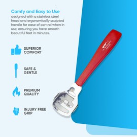 YNR Callus Remover for Feet - Foot File Corn & Callus Remover, Pedicure Tool Includes 10 Replacement Heads, Heel Scrubber & Scraper, Corn Remover for Feet | (Red)
