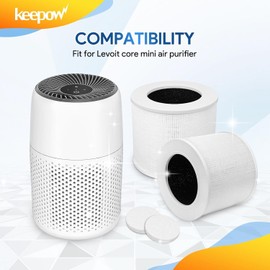 KEEPOW HEPA Filter Replacement Compatible with Levoit Core Mini Air Purifier, 2 HEPA High-Efficiency Activated Carbon Pre-Filter with 10 Aroma Pads