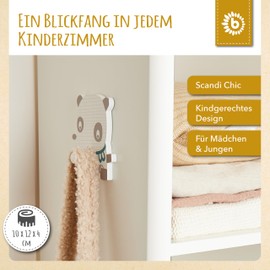 Bieco Children's Panda Wardrobe | Wooden Coat Rack | Wall Coat Rack Wood | Children's Coat Rack | Children's Coat Rack 12 cm | 1 Wardrobe Hook | Wooden Wall Hook