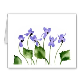 DJ Rogers Fine Art Violets - Set of 10 Floral Note Cards With Envelopes