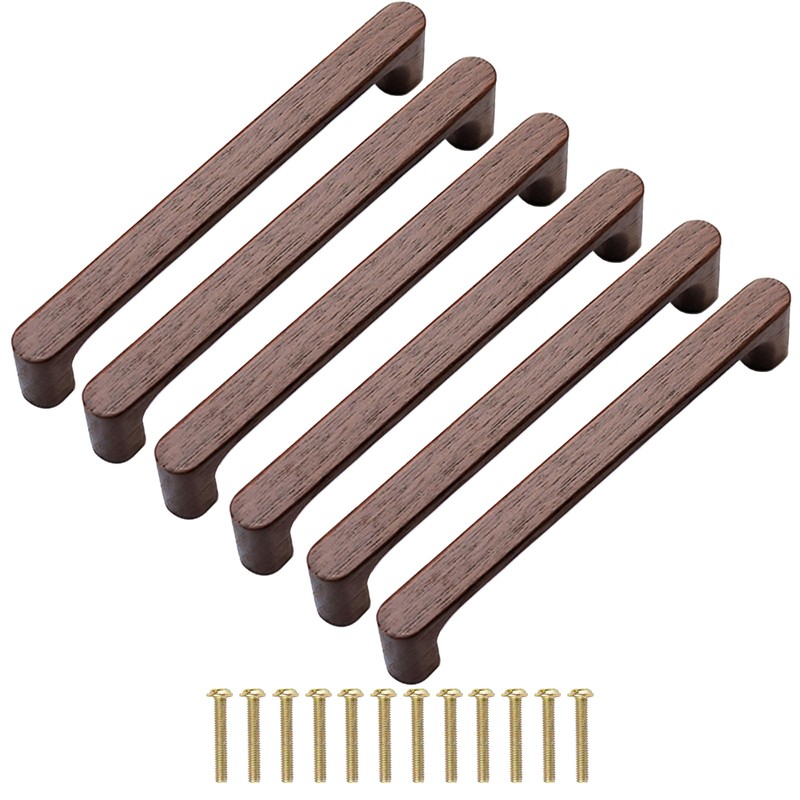 KOVNISE Cabinet Pulls Solid Wood Pulls Dark Walnut Original Wood