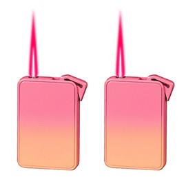 SPIDHYOY 2 Pack Pink Yellow Metal Torch Lighter Cool,Jet Flame Windproof Lighters,Jet Torch Adjustable,Refillable Butane Lighter,BBQ Candles Kitchen