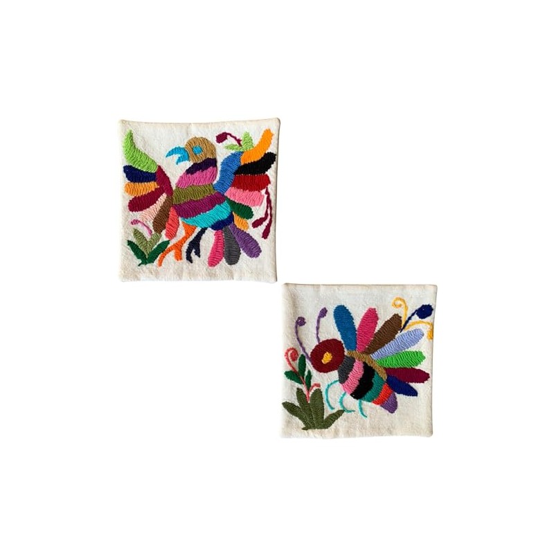 Two Sisters Juego de 6 Portavasos, Variados Dibujos Bordado a