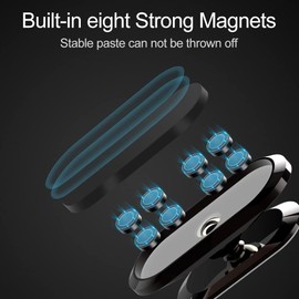 [3 Pack] Car Magnetic Phone Mount, TIQUS Upgrade 8X Magnets Strong Magnet Cell Phone Holder,Dashboard 360° Rotation & Degrees View with 3 PCS Black Metal Plate, for All Smartphone and Cellphone Black