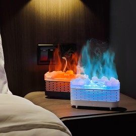 BiejiahWeiBie Himalayan Salt Lamp Essential Oil Diffuser, Humidifier 7-Color Flame Air Diffuser Humidifier, Therapy Diffuser Room Home Office Yoga Fragrance Diffuser 120ml (Black)