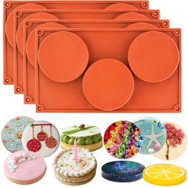 Funshowcase Moldes de silicona de 3 cavidades de disco redondo grande para caramelos, paquete de 4