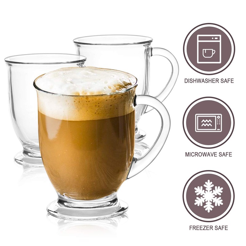 Accguan 15oz/450ml Glass Coffee Mugs with Handles Set of 6