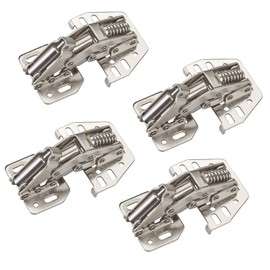 JUNKER Screw-On Hinges 90° with Soft Close and Mounting Stop (Nickel-Plated Steel, Adjustable) Furniture Door Hinge for Screwing On Pack of 4