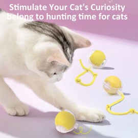 Chewie Viral Rolling Ball, Interactive Cat Toys Ball for Indoor, Cats Interactive Self Rolling Ball Dog Ball Automatic Cat Toy 360 Smart Automatic Rolling Pet Ball (Yellow)