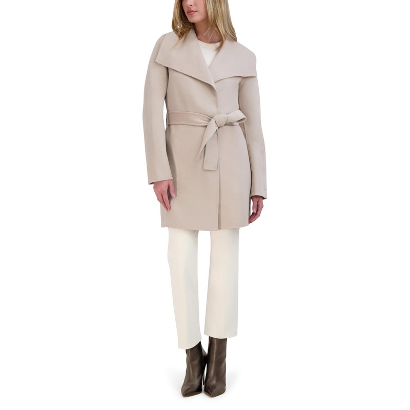 Tahari Women's Peacoat Wool Blend Lapel Collar Trench Coat, Soft