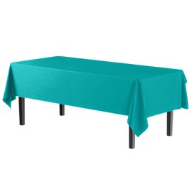 Exquisite 66% Thicker Premium Plastic Table Cloth Rectangle Table Cover 0.5 Mil 6 Pack Aqua Table Cloth 54 Inch x 108 Inch Disposable Tablecloth Won't Tear Easily Like Cheap Thin Brands
