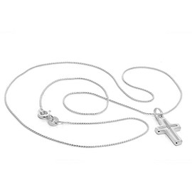 jewellerybox Sterling Silver Outline Cross Pendant on Chain Necklace - 22 Inches