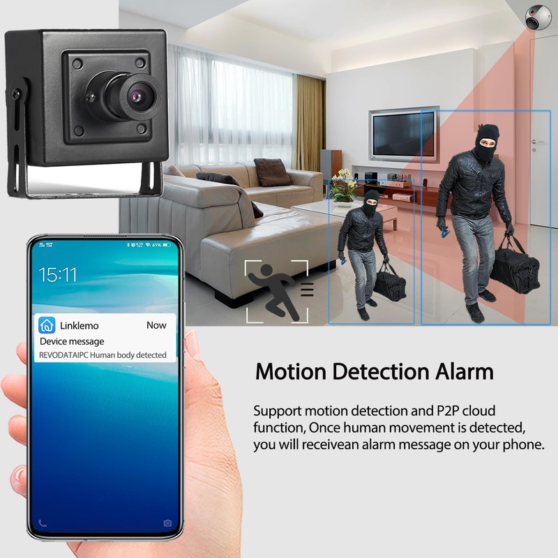 REVODATA 5MP Mini Security Indoor POE IP Camera built in