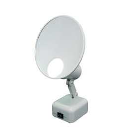 Floxite FL-615-2 15X magnifying mirror with light, Lighted travel makeup mirror with light and magnification, Round, LED, Tabletop, Portable vanity mirror for desk bathroom, electric plug in, personal